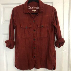Madewell Maroon Button Down with Pockets